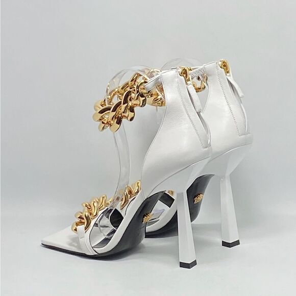 Versace Chain & Leather High-Heel Sandals size 39 - Picture 7 of 13